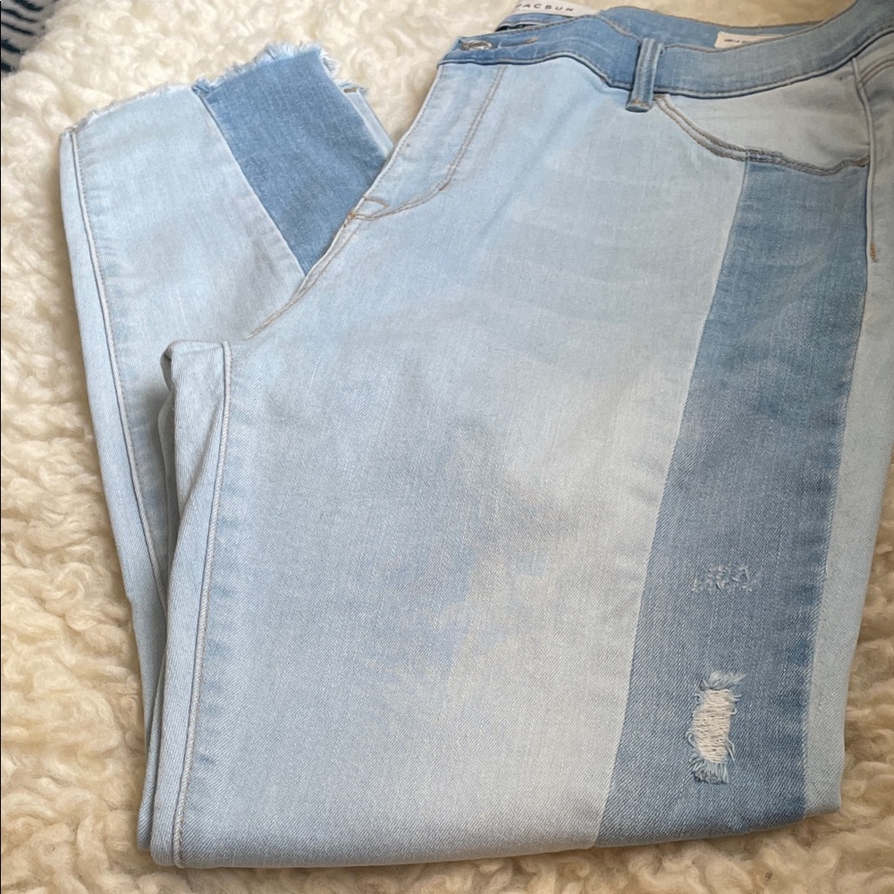 PacSun Patchwork Light and Medium Blue Straight-Leg Jeans